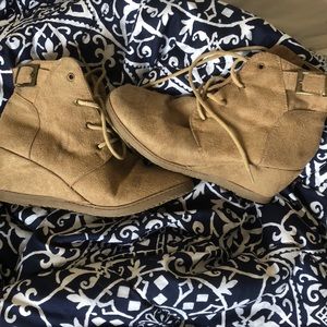 tan faux suede booties